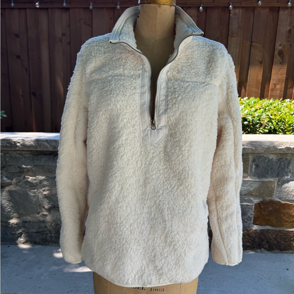 Time and Tru Cream Fleece Quarter-Zip Pullover